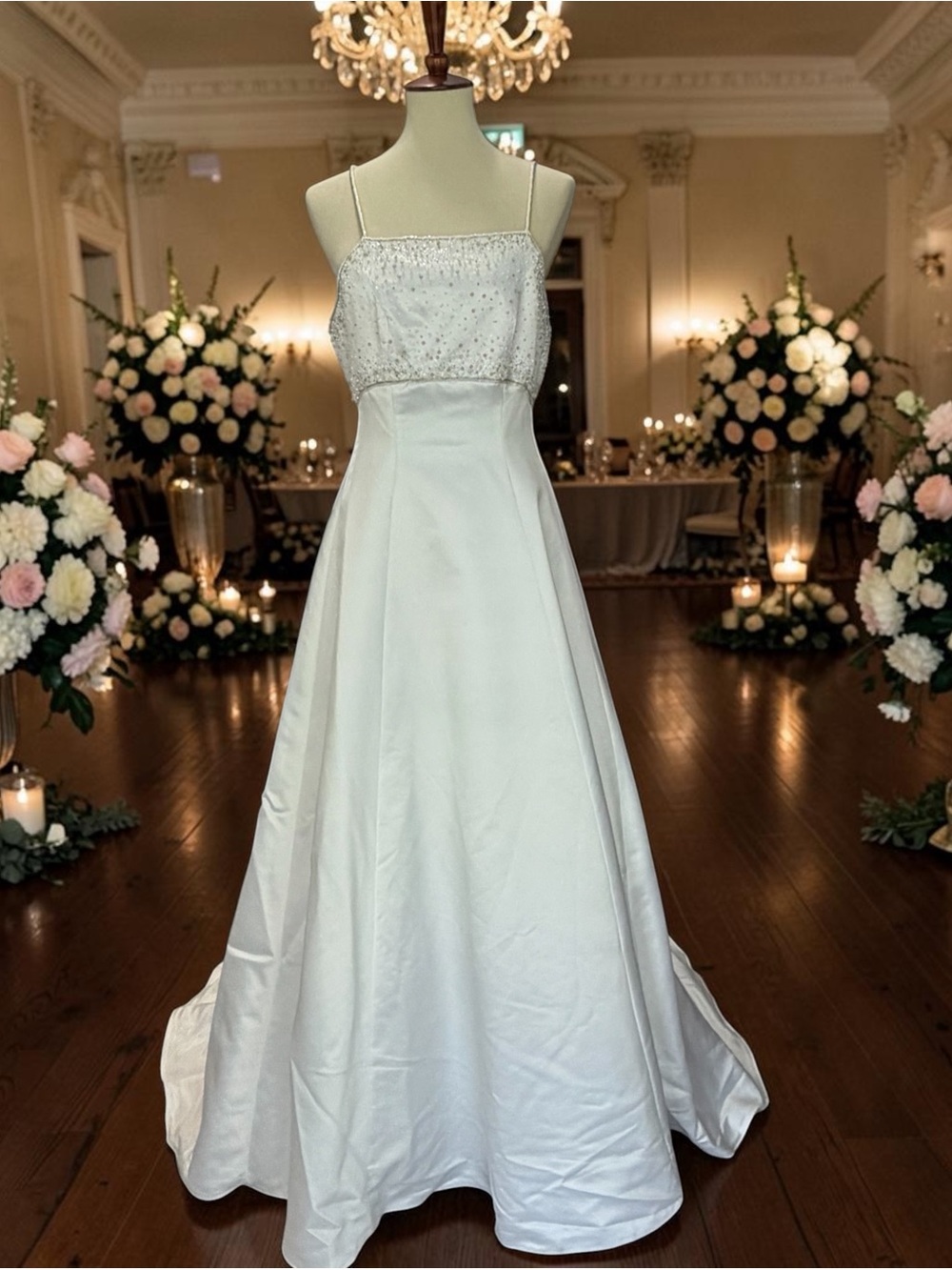 Jasmine Ivory‎ Beaded A-Line Spaghetti Strap Wedding Gown